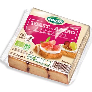 Borsa Apéro toastjes volkoren tarwe bio 80g - 1602